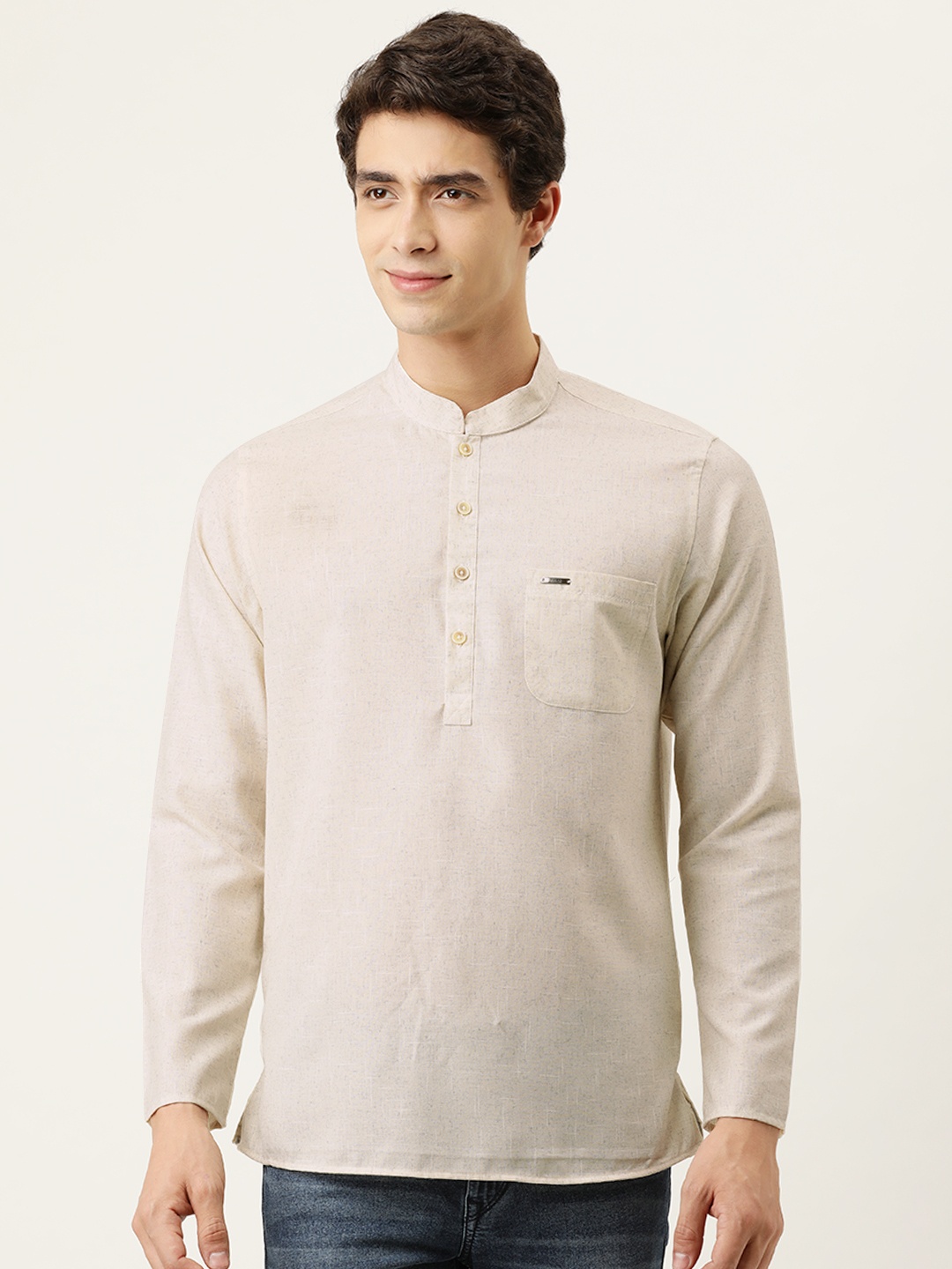 

Peter England Men Beige Slim Fit Solid Kurta