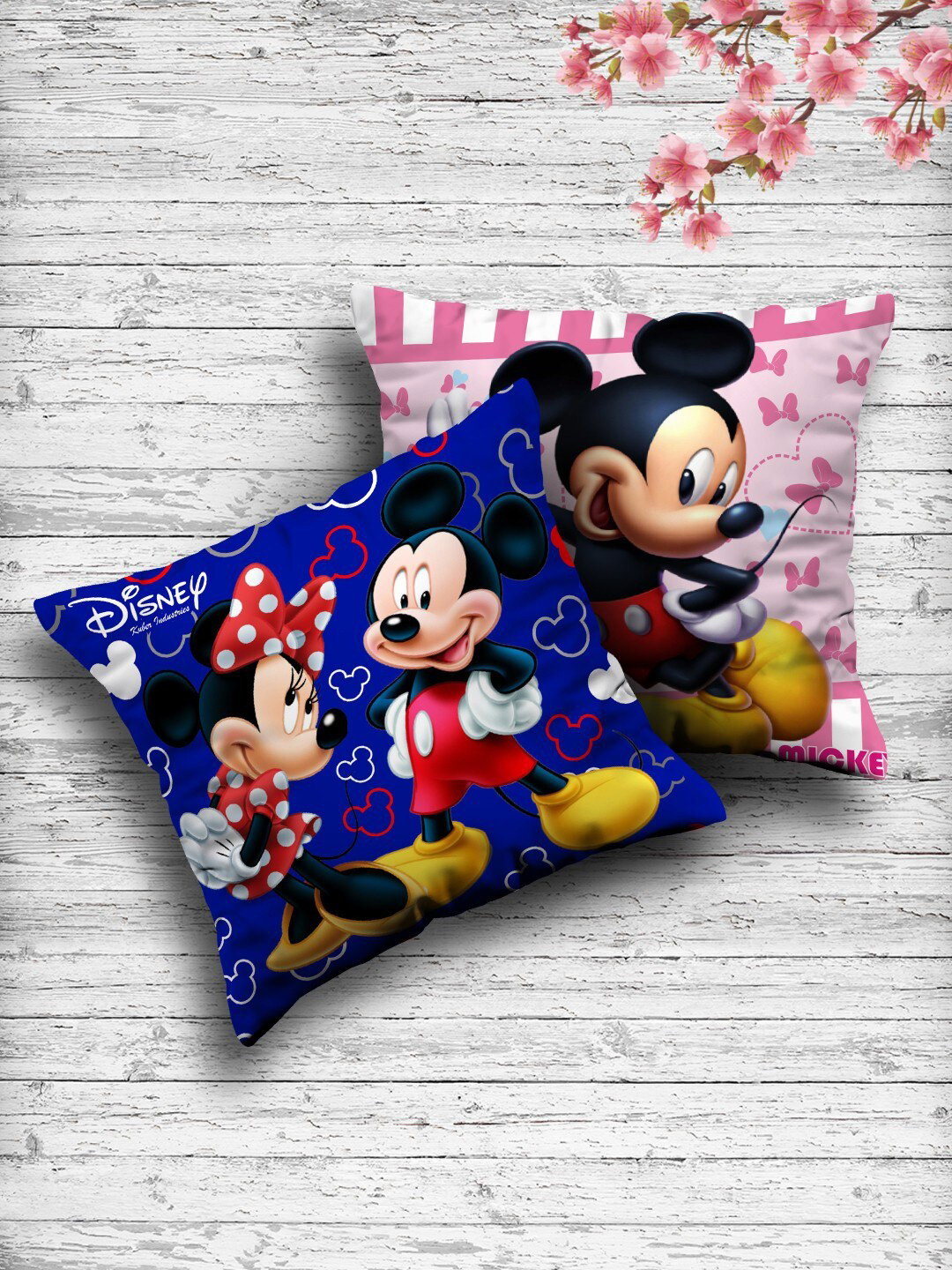 

Kuber Industries Set Of 2 Disney Printed Reversible Cushions, Pink