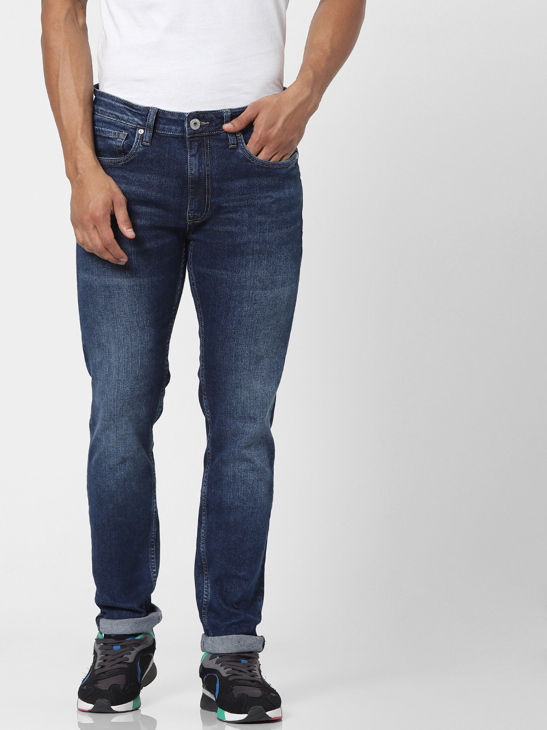 

Jack & Jones Men Blue Skinny Fit Low-Rise Heavy Fade Stretchable Jeans