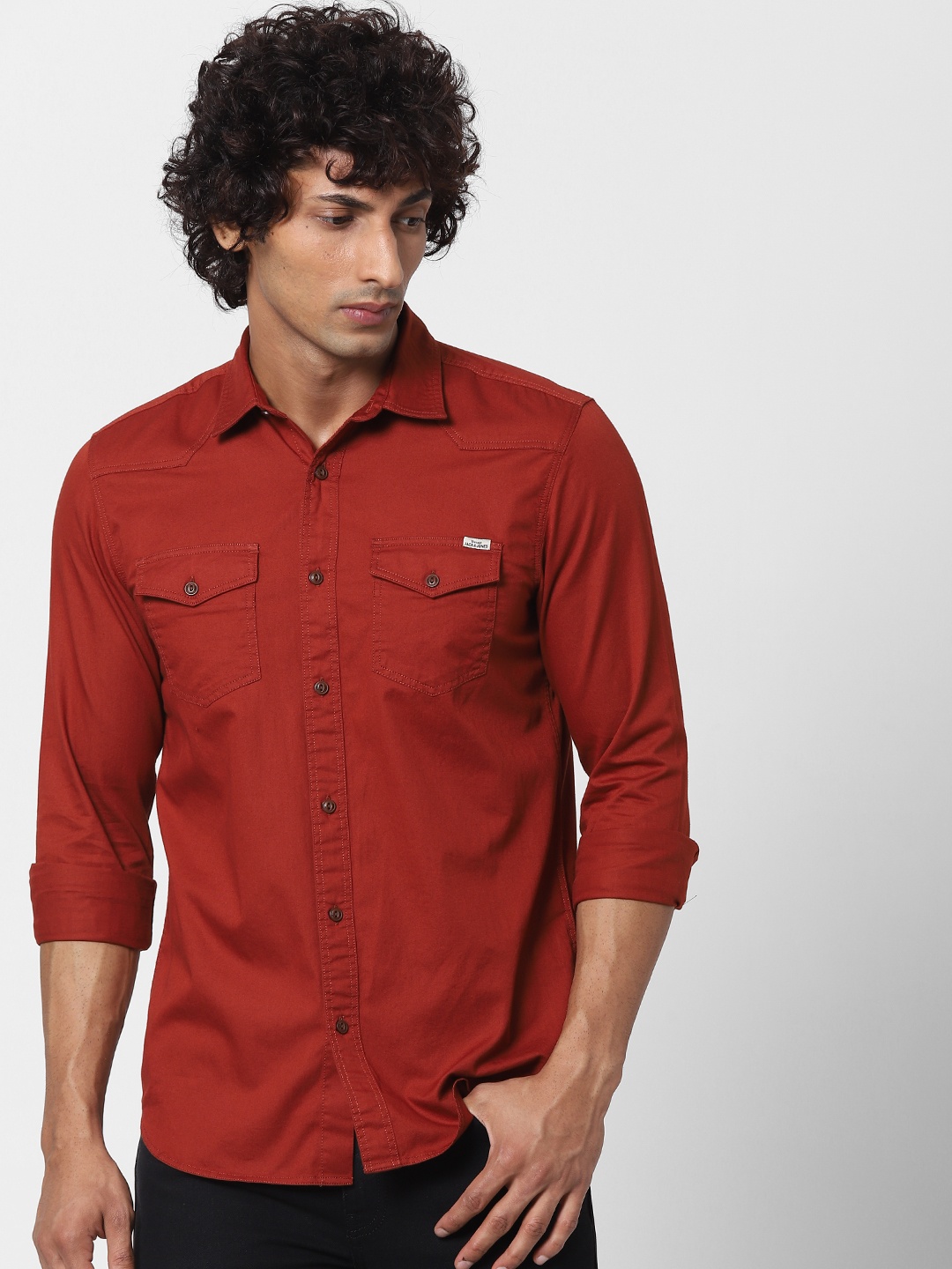 

Jack & Jones Men Red Pure Cotton Casual Shirt