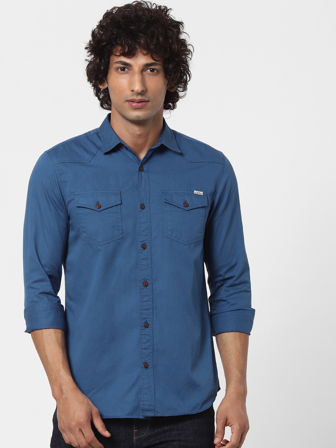 

Jack & Jones Men Blue Cotton Casual Shirt
