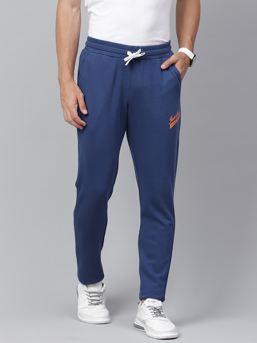 

Jack & Jones Men Blue Solid Track Pants