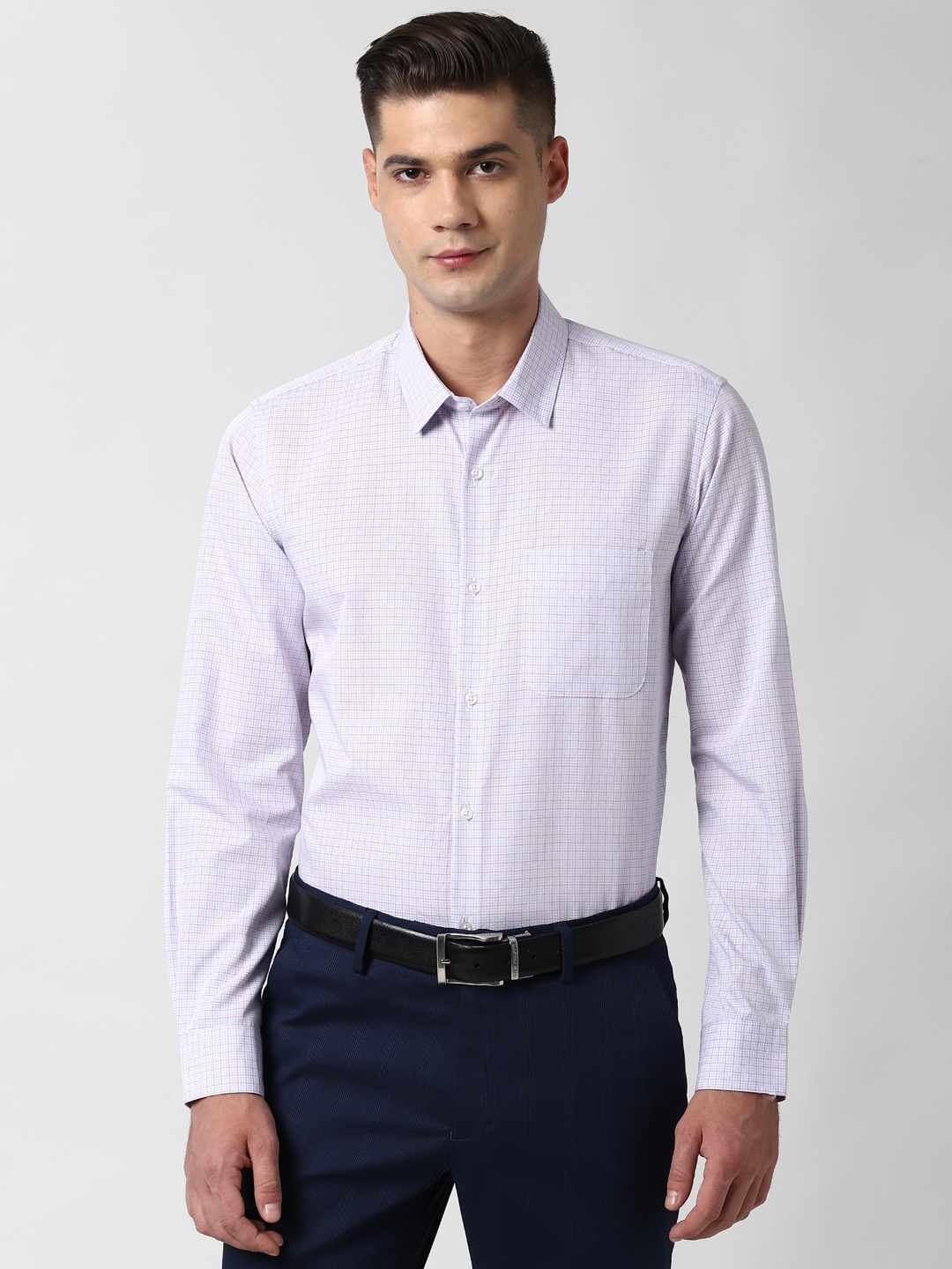 

Peter England Men Blue Slim Fit Checked Formal Shirt