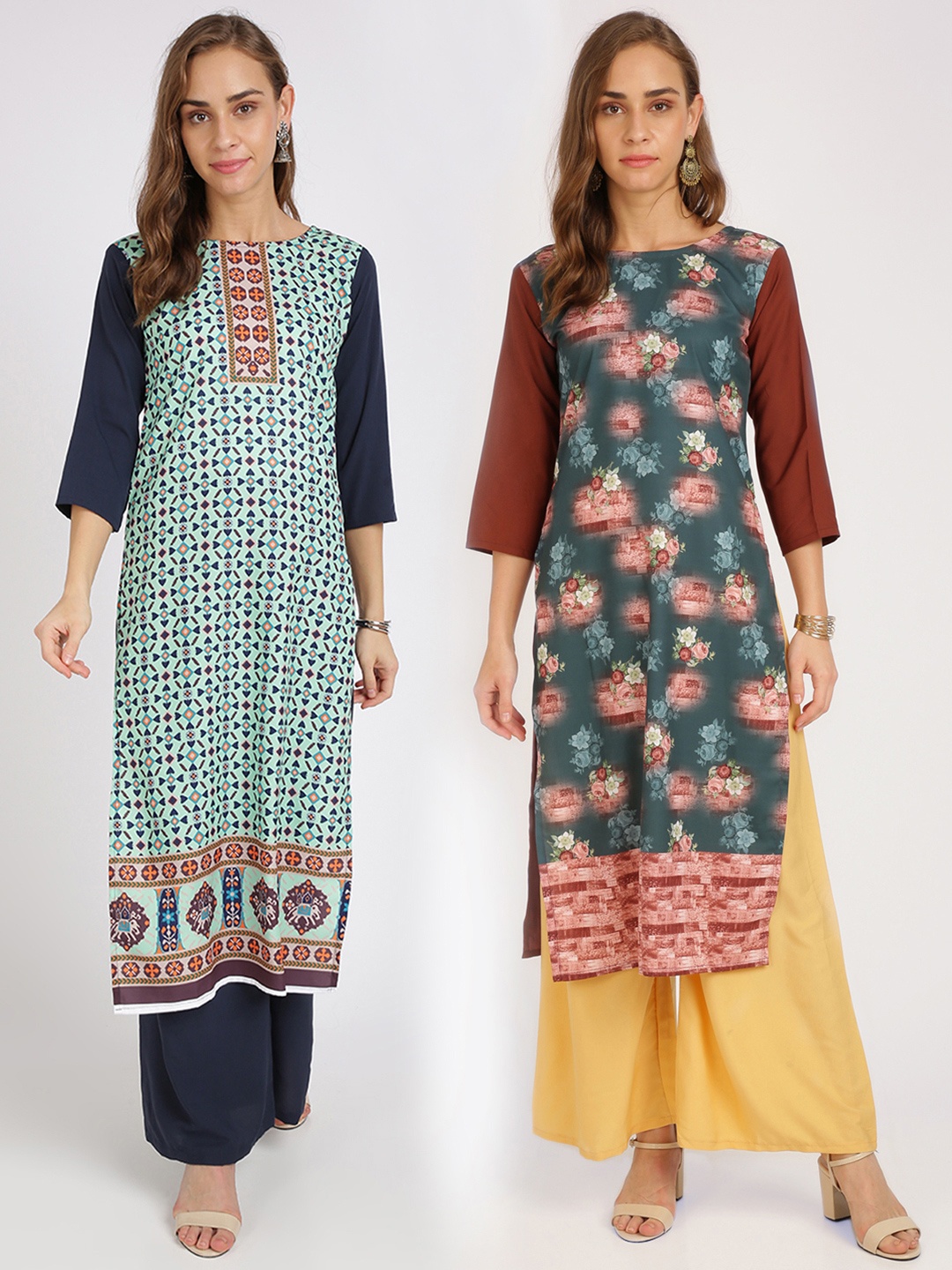 

Florence Women Pack of 2 Multicoloured Printed Kurta with Palazzos, Multi