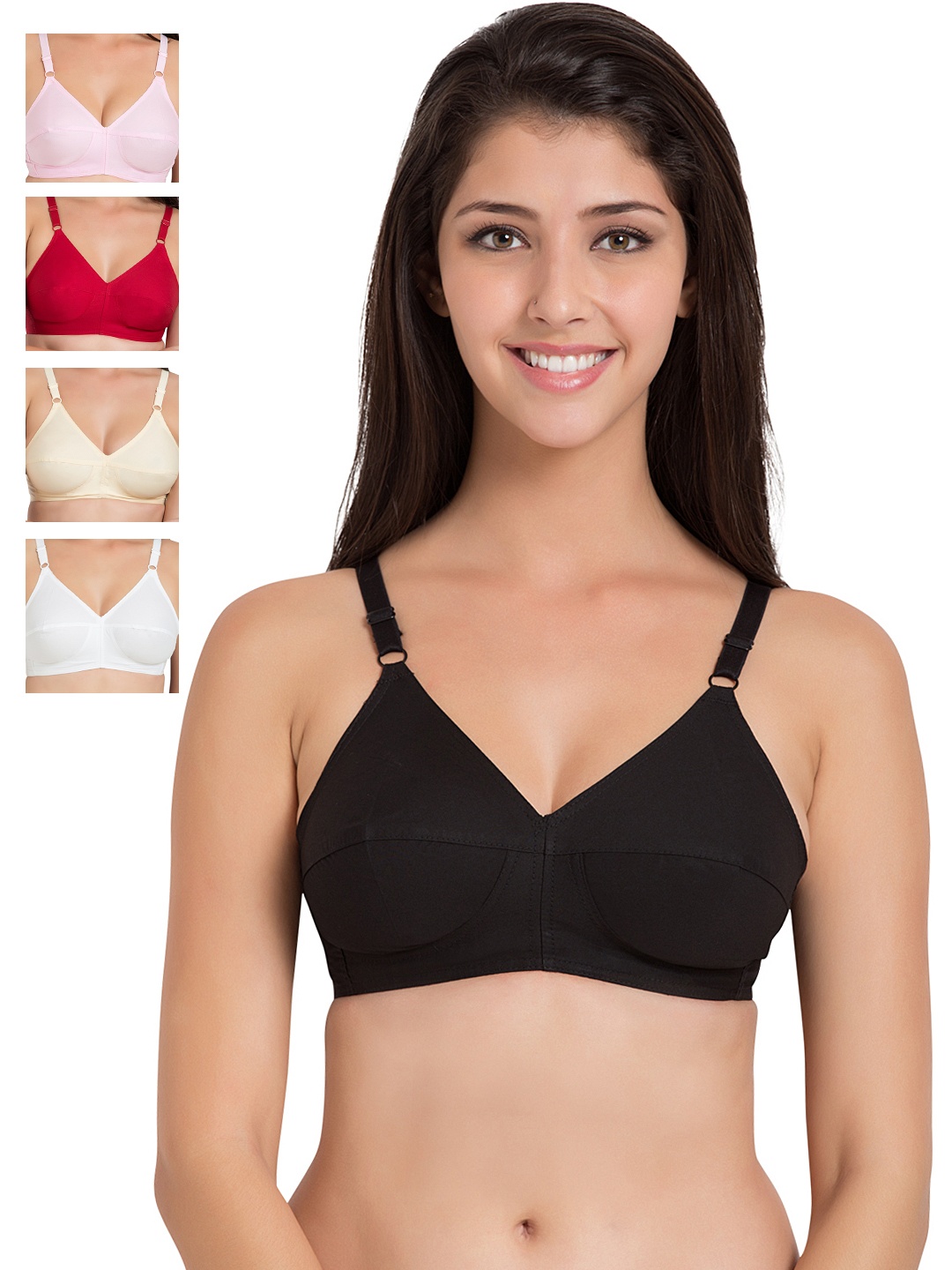 

Souminie Pack of 5 Medium-Coverage Bras SLY-BL-PK-RD-SK-WH_AS, Multi