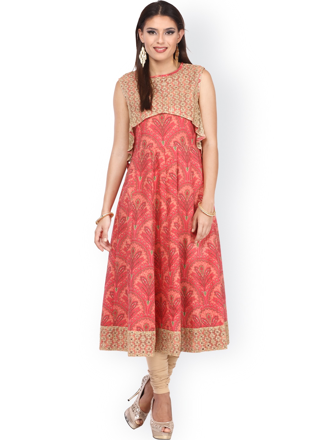 

Nayo Coral Red Printed Anarkali Kurta