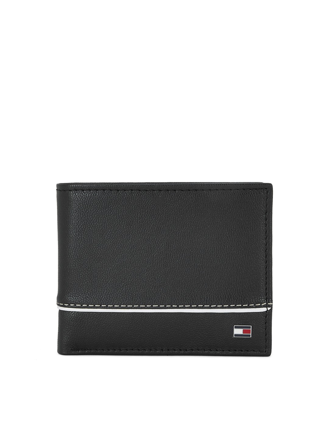 

Tommy Hilfiger Men Black Solid Two Fold Leather Wallet