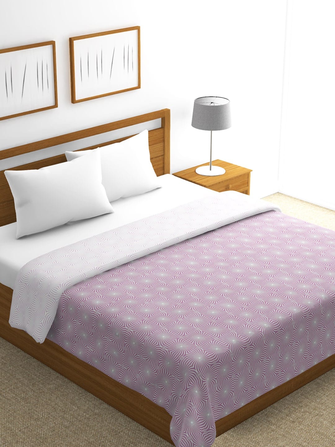 

BIANCA Purple & White Geometric AC Room 300 GSM Double Bed Dohar