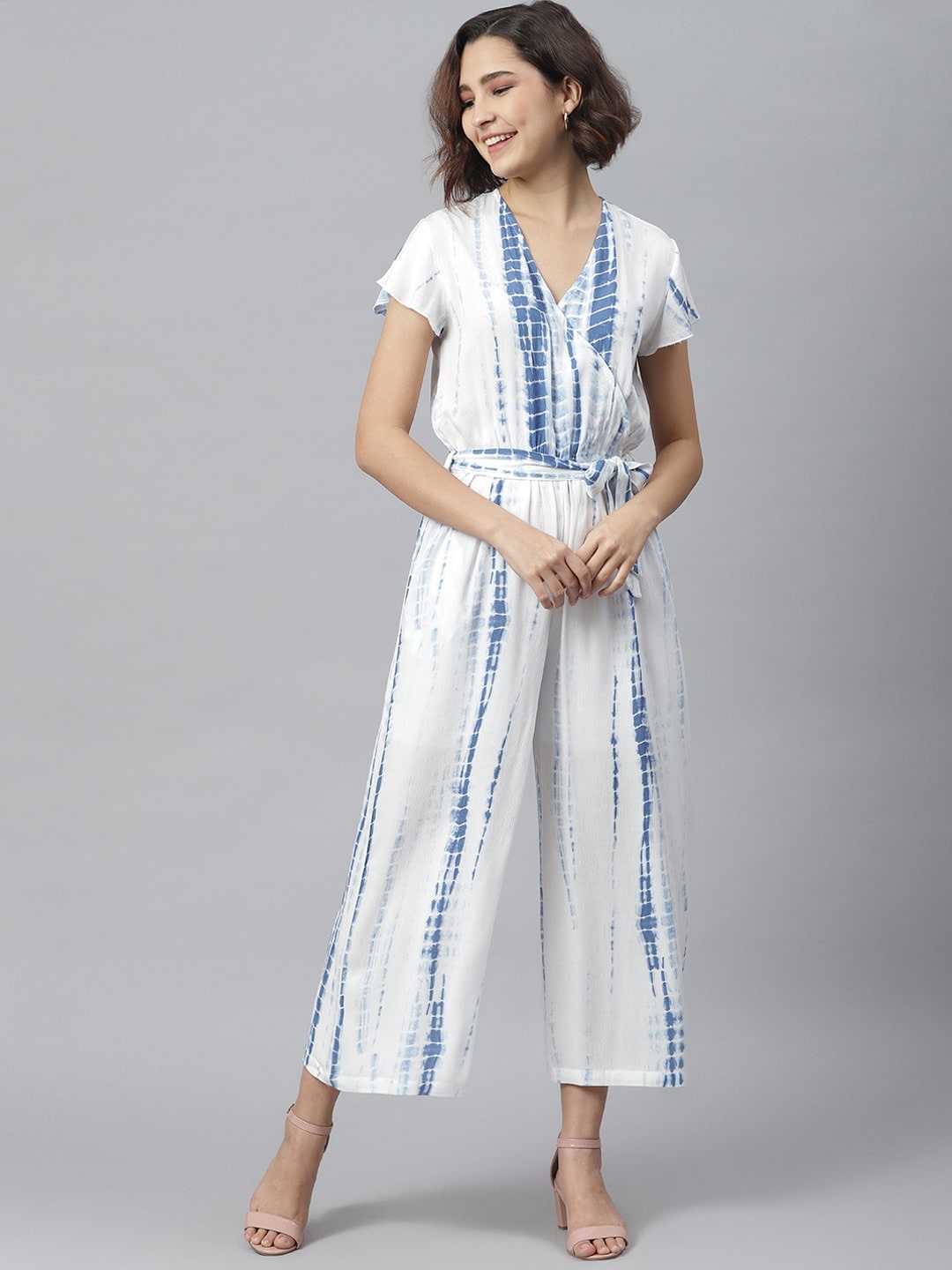 

StyleStone Women White & Blue Printed Jumpsuit