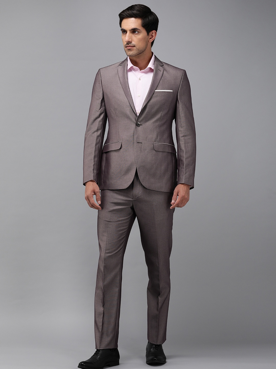 

Park Avenue Men Medium Grey Super Slim Fit Solid Suit