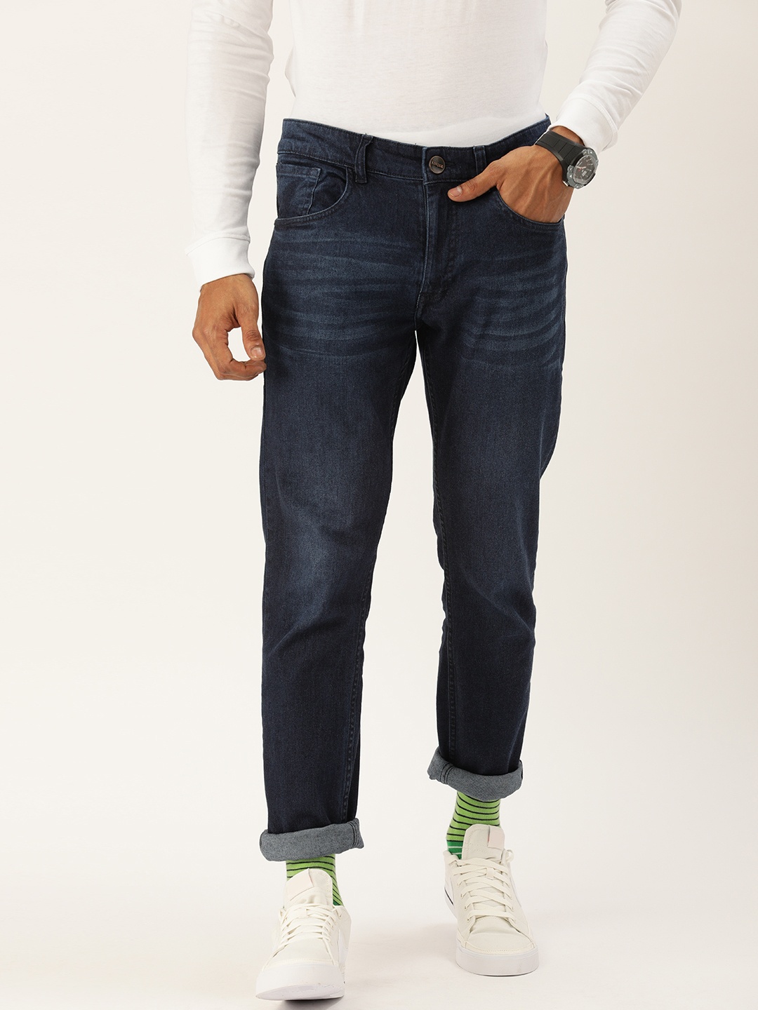 

SINGLE Men Blue Slim Fit Light Fade Stretchable Jeans