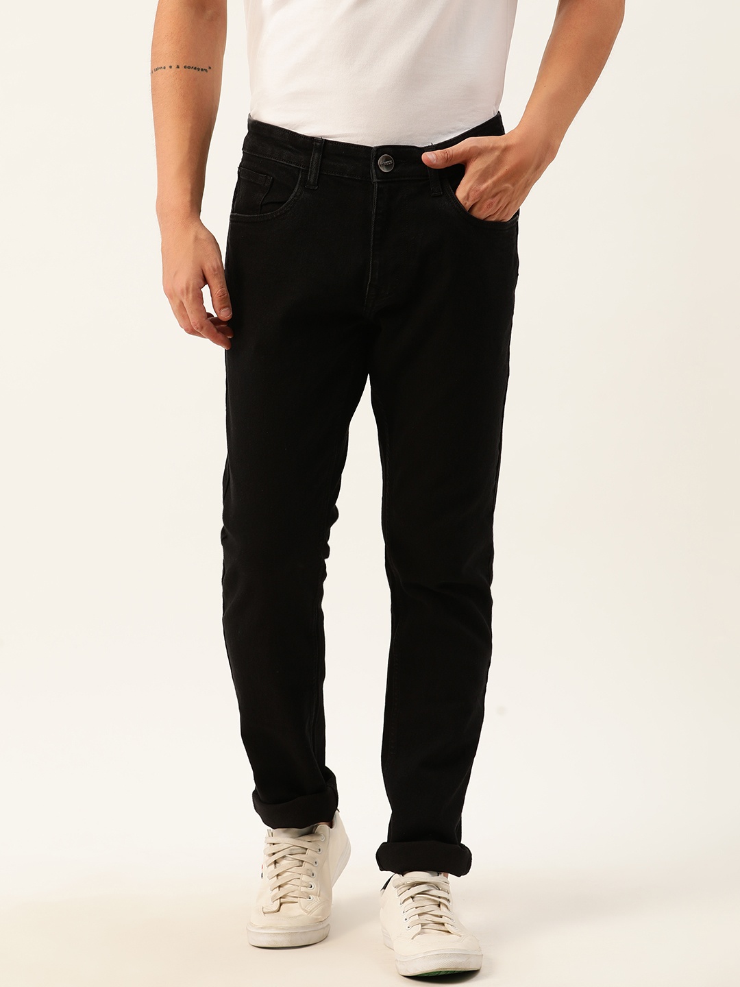 

SINGLE Men Black Slim Fit Mid-Rise Clean Look Jeans