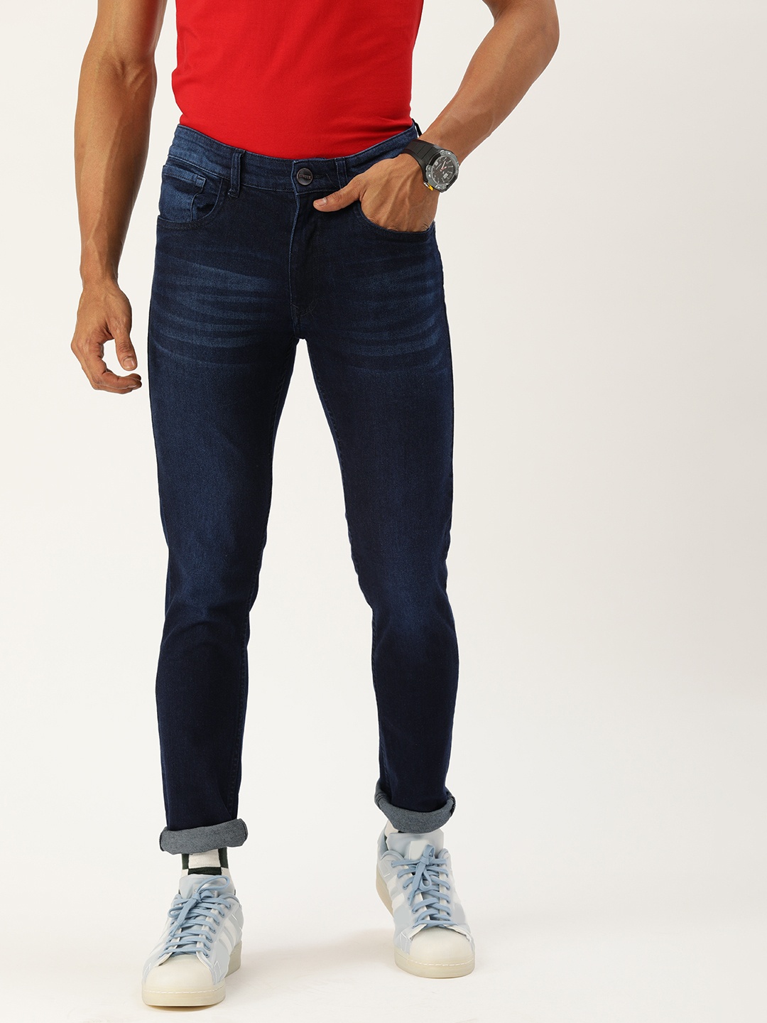 

SINGLE Men Blue Skinny Fit Light Fade Stretchable Jeans