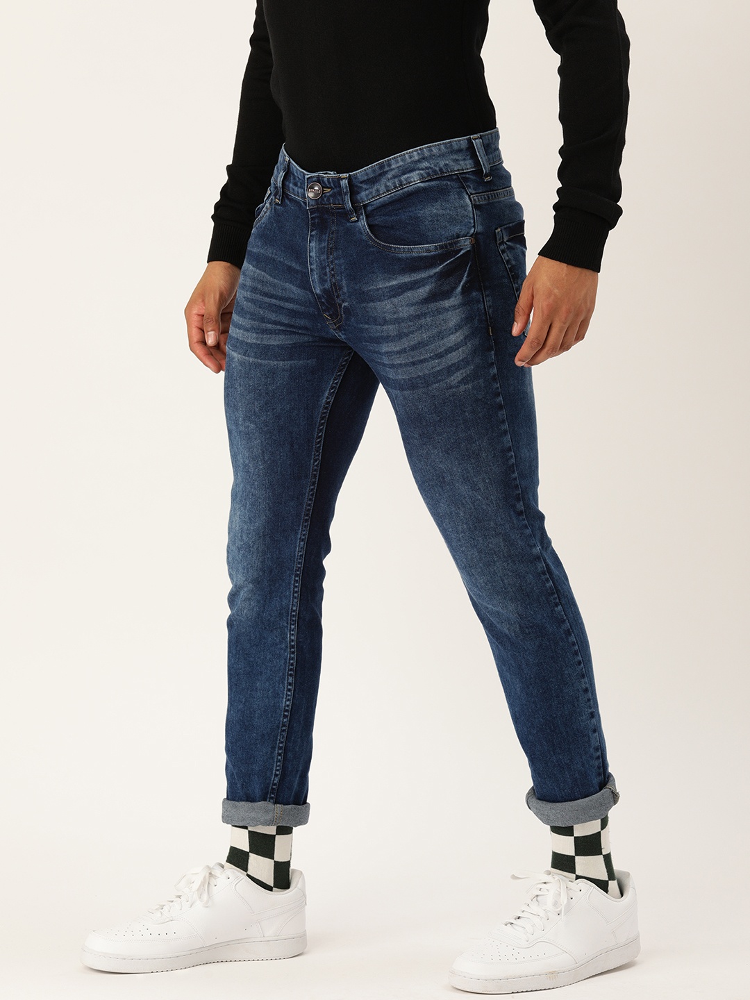 

SINGLE Men Blue Slim Fit Light Fade Stretchable Jeans