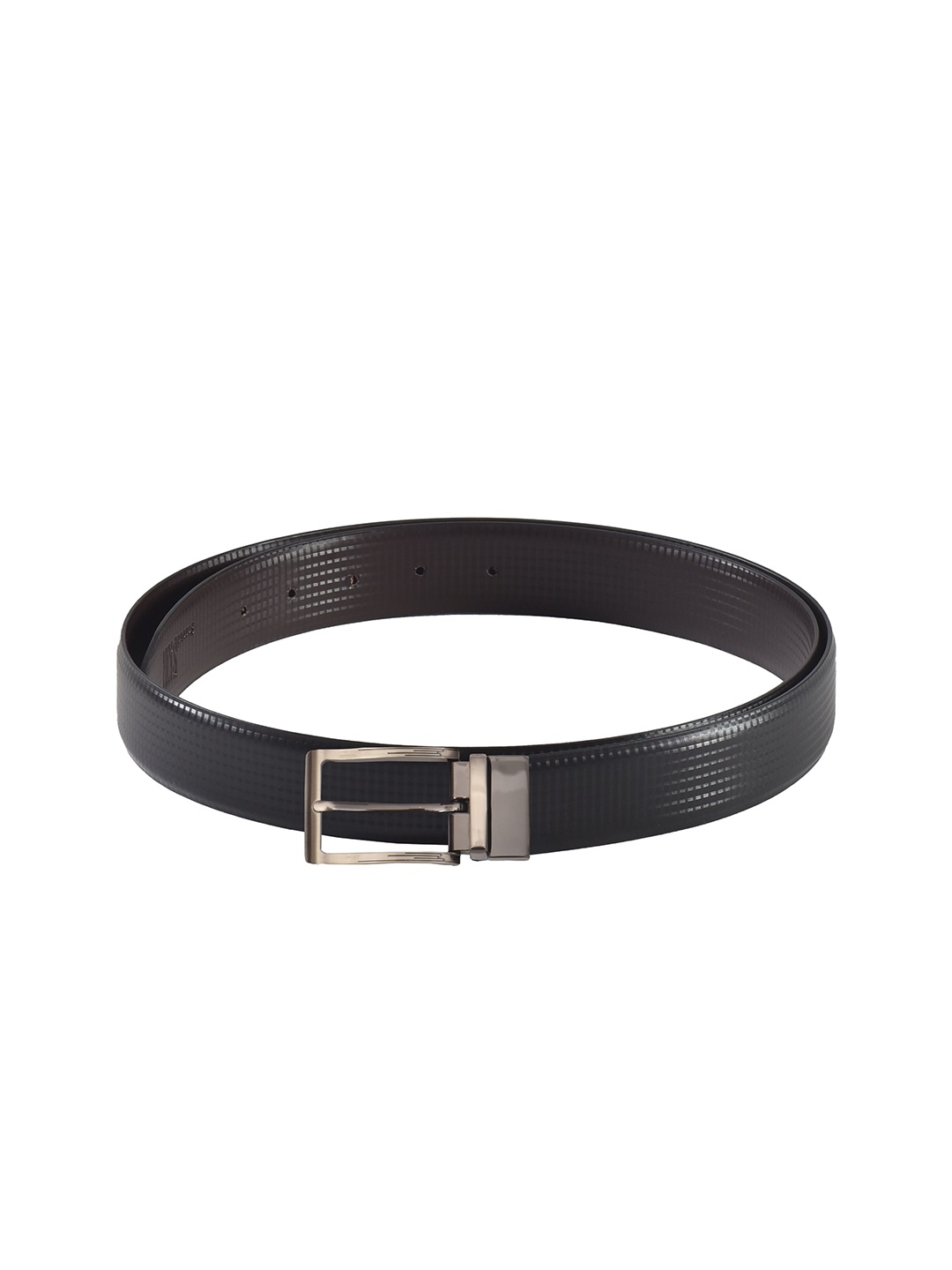 

Second SKIN Men Black & Brown Textured Genuine Leather Reversible Belt