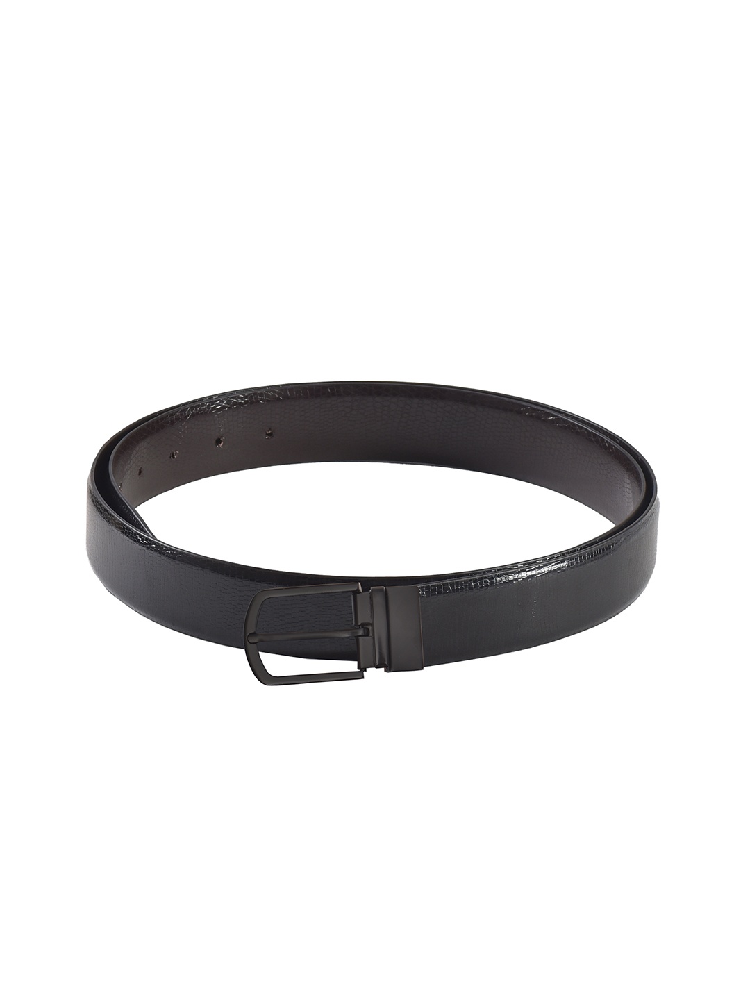 

Second SKIN Men Black & Brown Textured Genuine Leather Reversible Belt