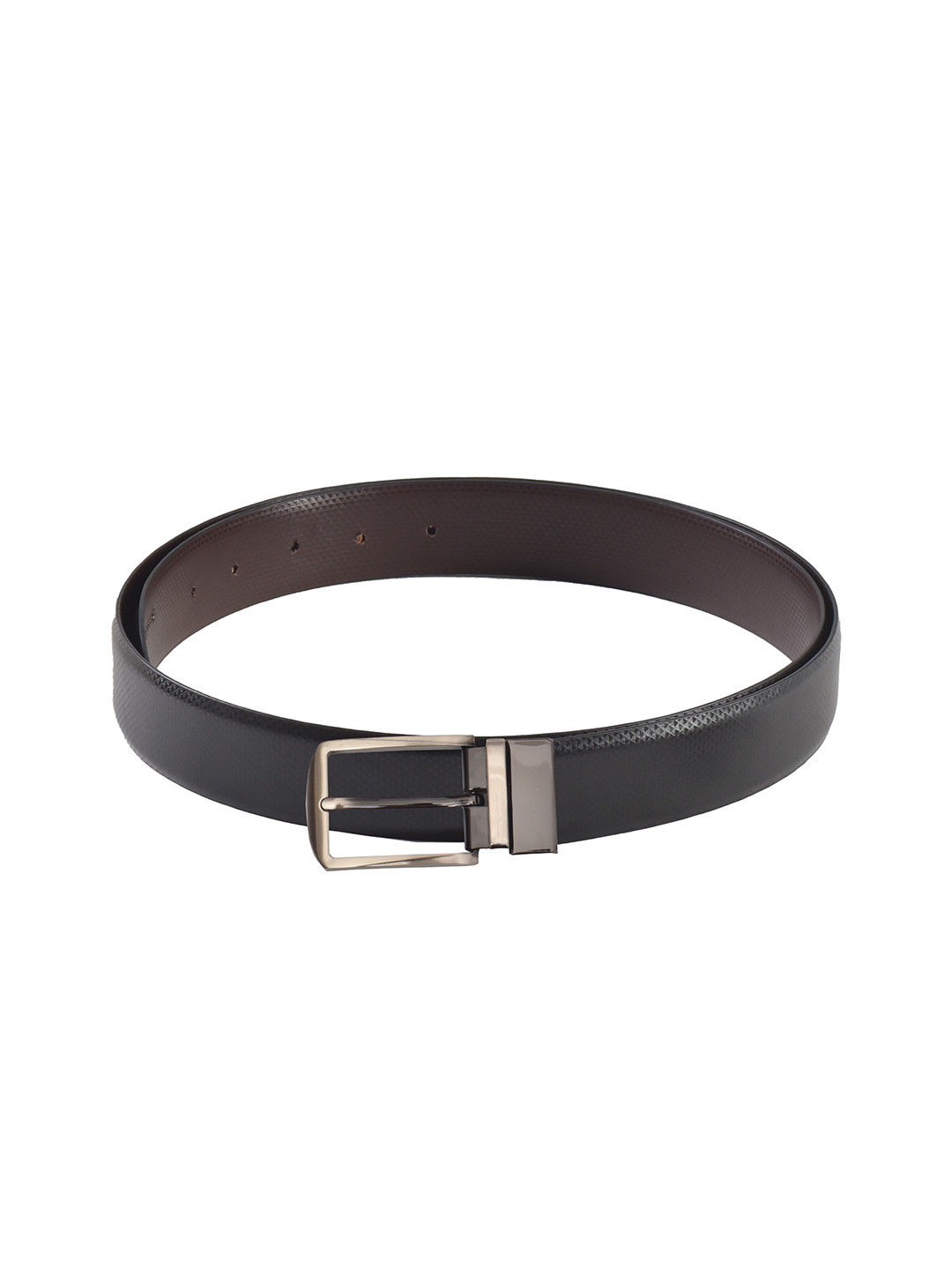 

Second SKIN Men Black & Brown Textured Genuine Leather Reversible Belt