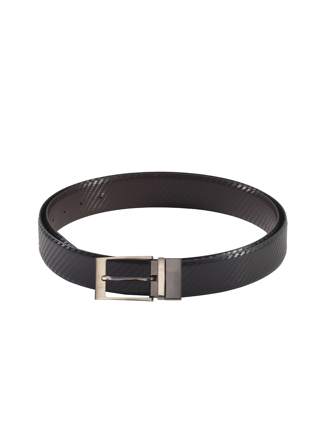 

Second SKIN Men Black & Brown Textured Genuine Leather Reversible Belt