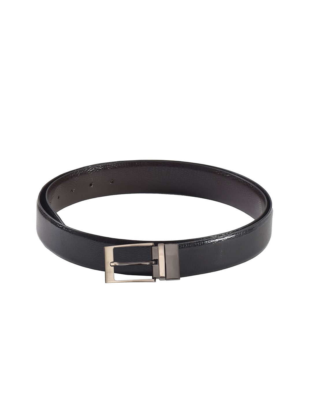 

Second SKIN Men Black & Brown Genuine Leather Textured Reversible Belt