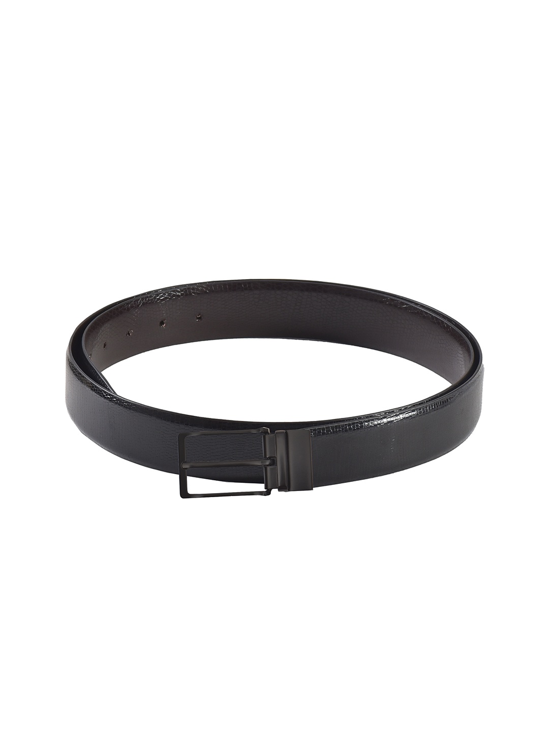 

Second SKIN Men Black & Brown Textured Genuine Leather Reversible Belt
