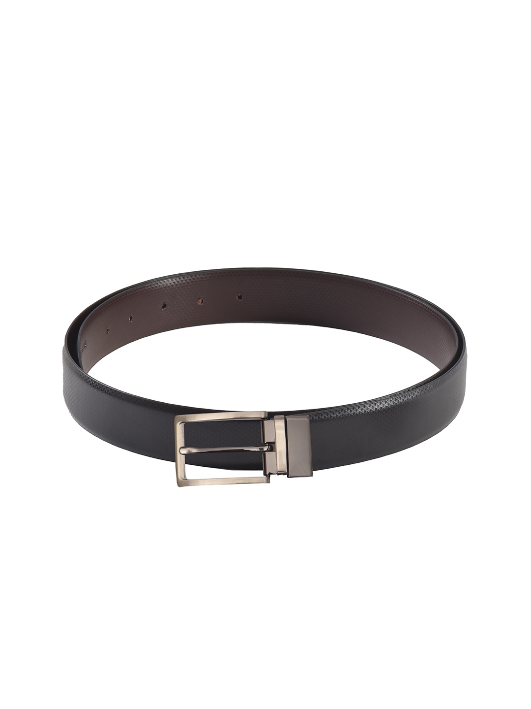 

Second SKIN Men Black & Brown Textured Genuine Leather Reversible Belt