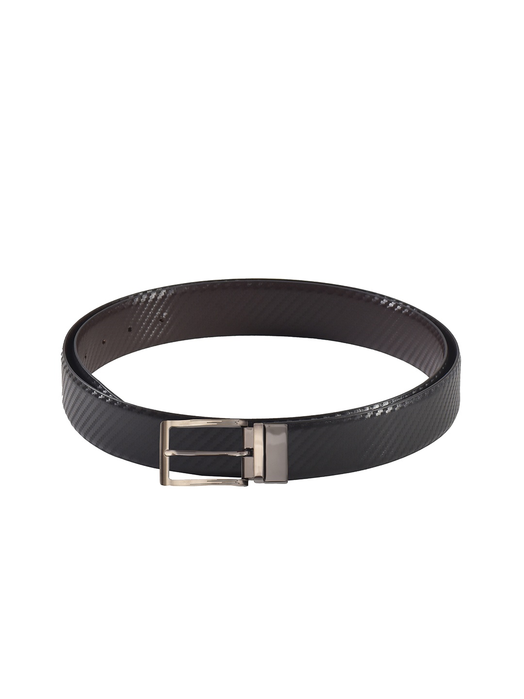 

Second SKIN Men Black & Brown Textured Genuine Leather Reversible Belt