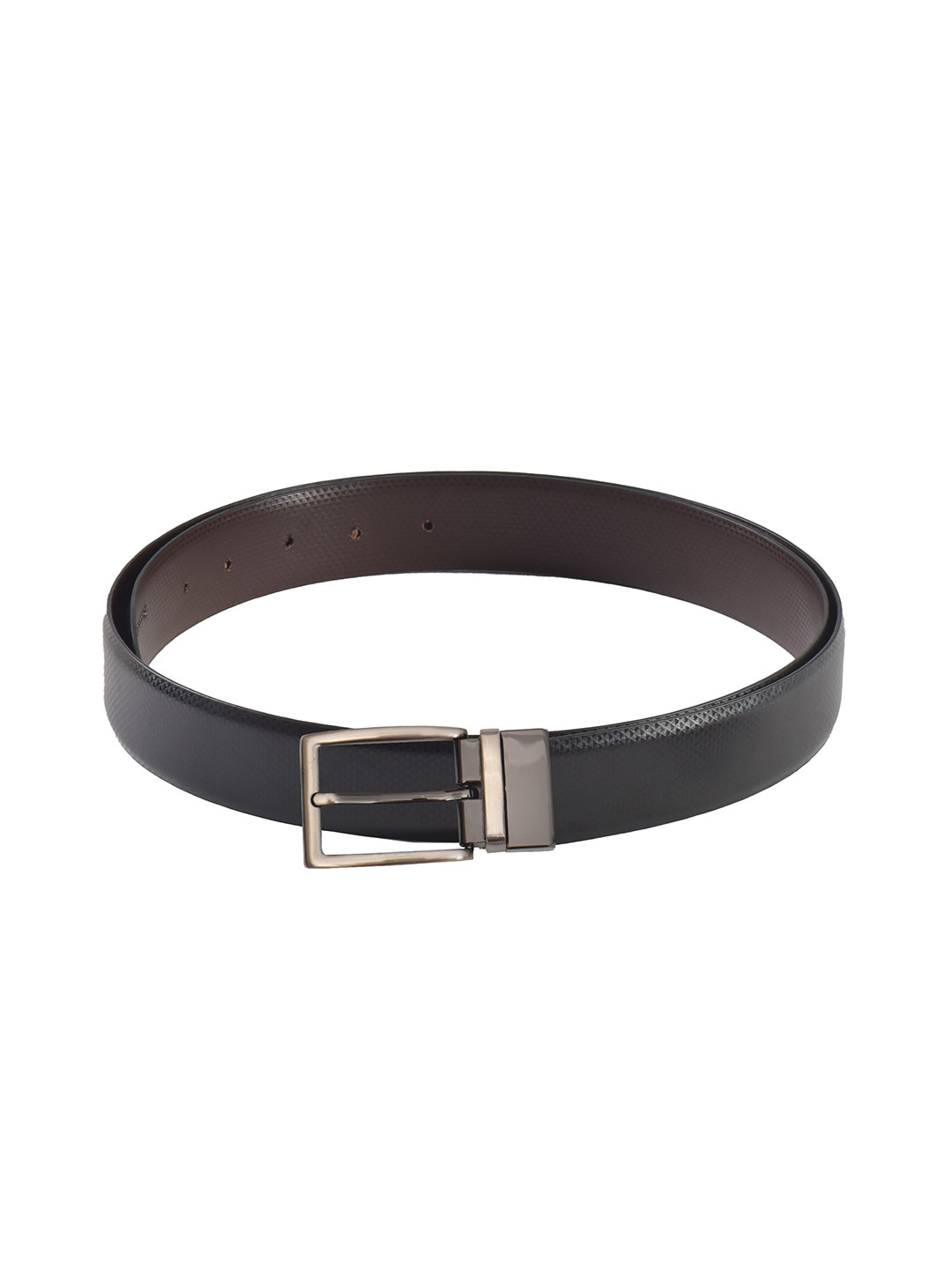 

Second SKIN Men Black & Brown Genuine Leather Textured Reversible Belt