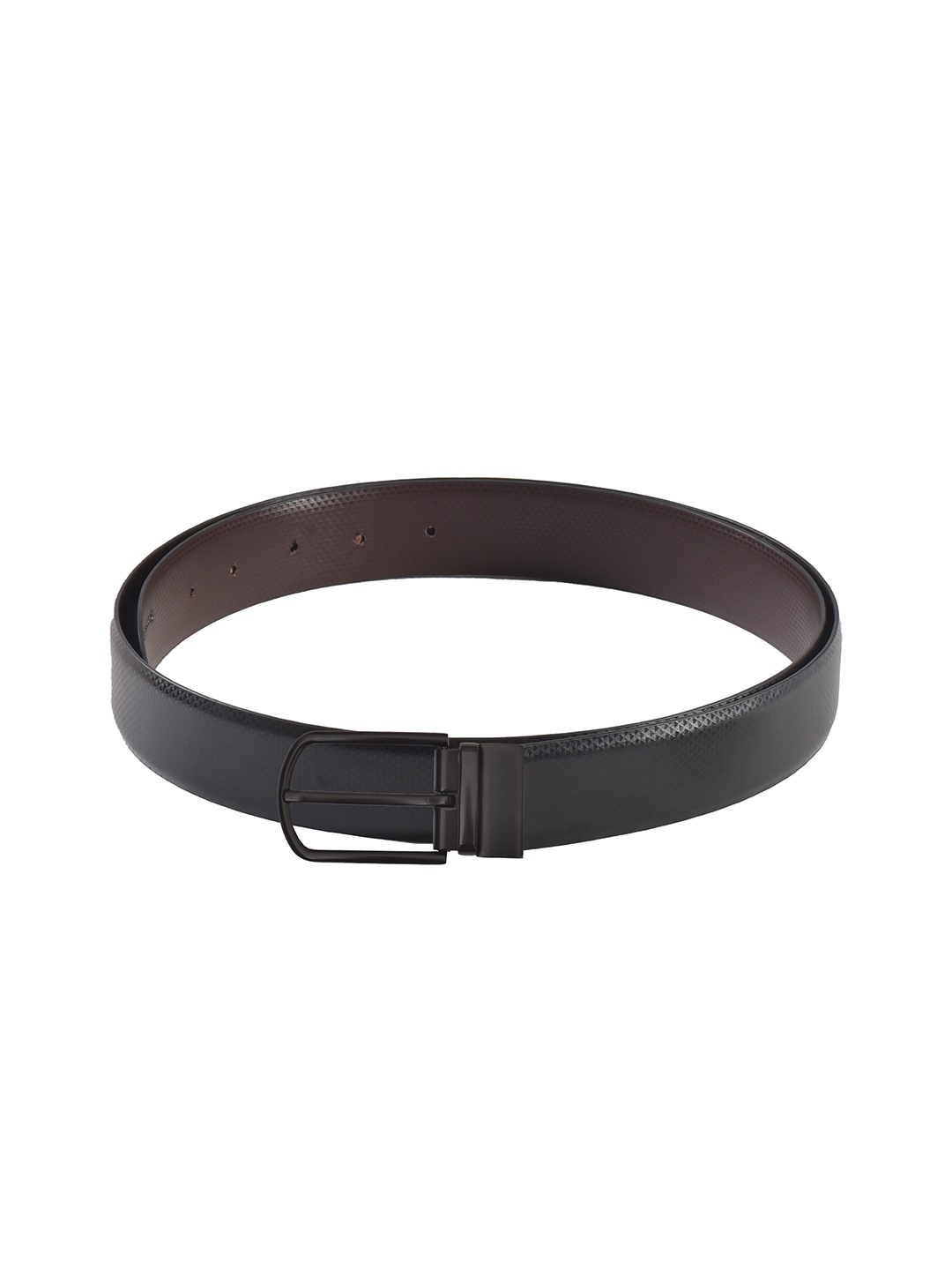 

Second SKIN Men Black & Brown Textured Genuine Leather Reversible Belt