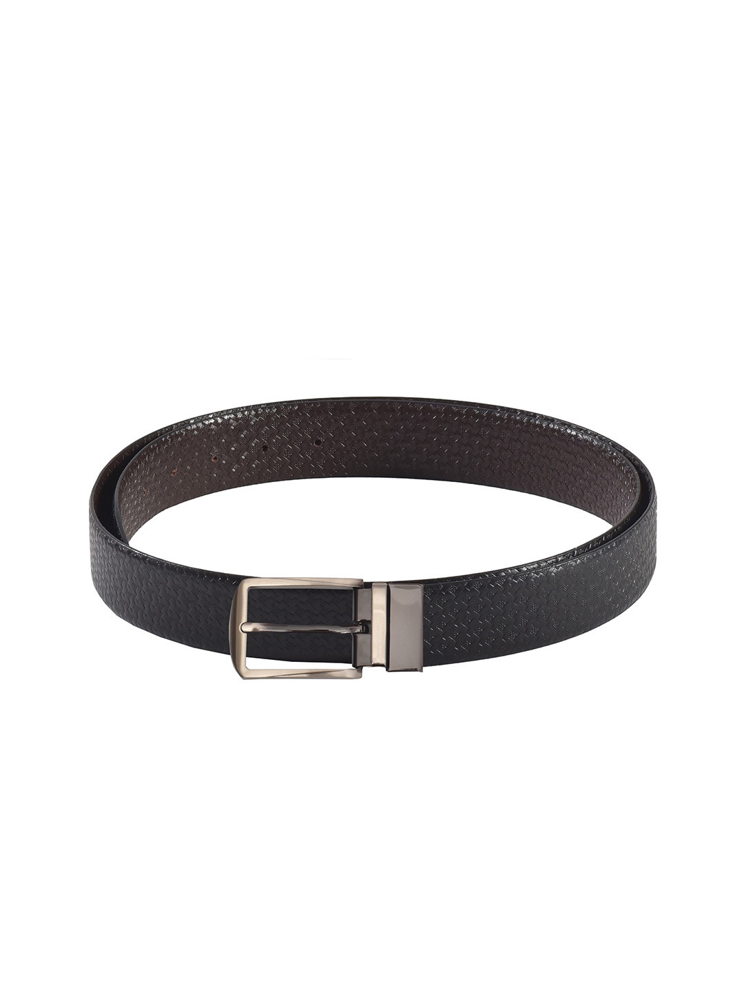 

Second SKIN Men Black & Brown Textured Genuine Leather Reversible Belt