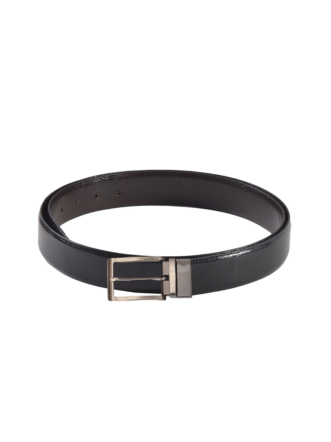 

Second SKIN Men Black & Brown Textured Genuine Leather Reversible Belt