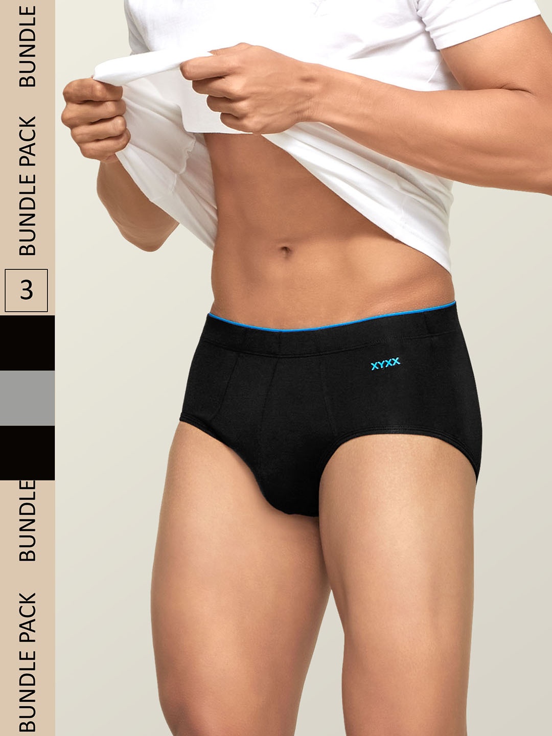 

XYXX Men Solid Pack Of 3 Uno IntelliSoft Micro Modal Brief, Black