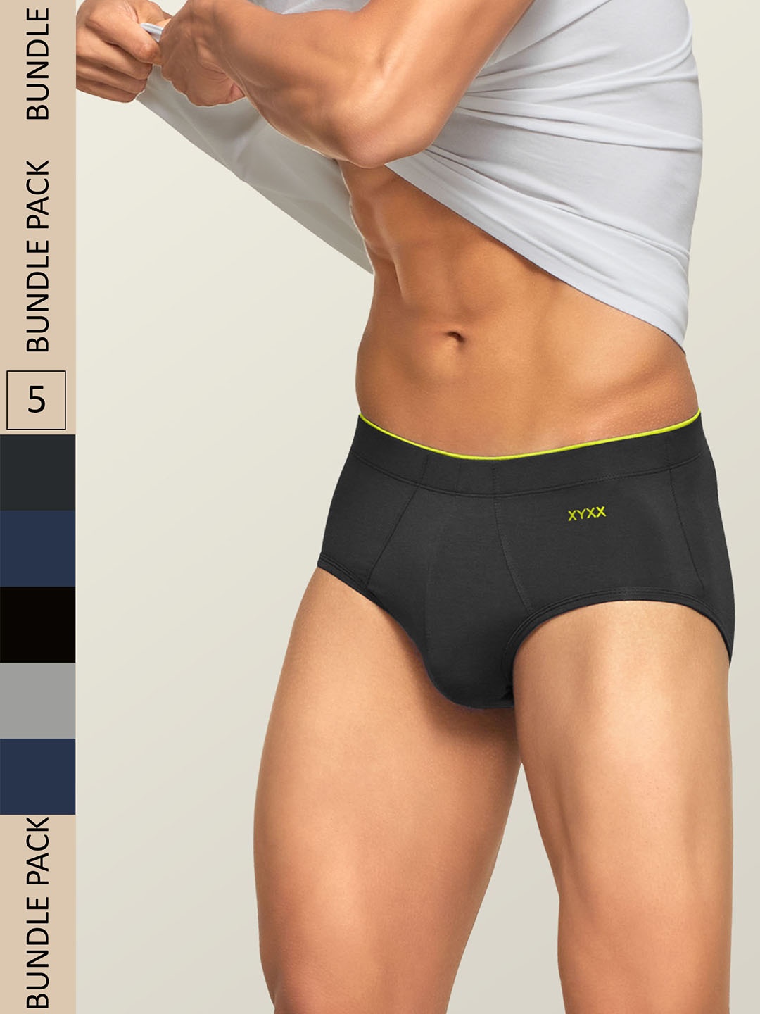 

XYXX Men Pack Of 5 Blue Solid IntelliSoft Antimicrobial Micro Modal Briefs XYBRF5PCKN130_