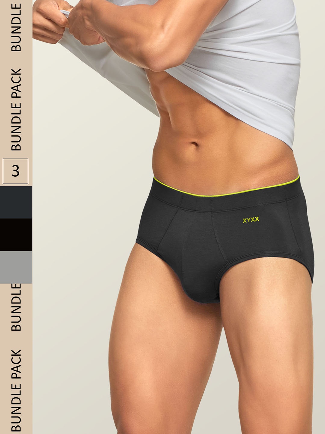 

XYXX Men Pack Of 3 Uno IntelliSoft Micro Modal Briefs XYBRF3PCKN492, Grey