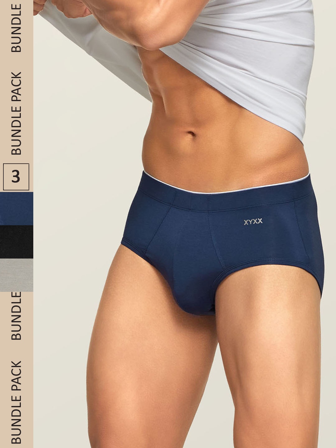 

XYXX Men Solid Pack Of 3 Uno IntelliSoft Micro Modal Brief XYBRF3PCKN491, Assorted