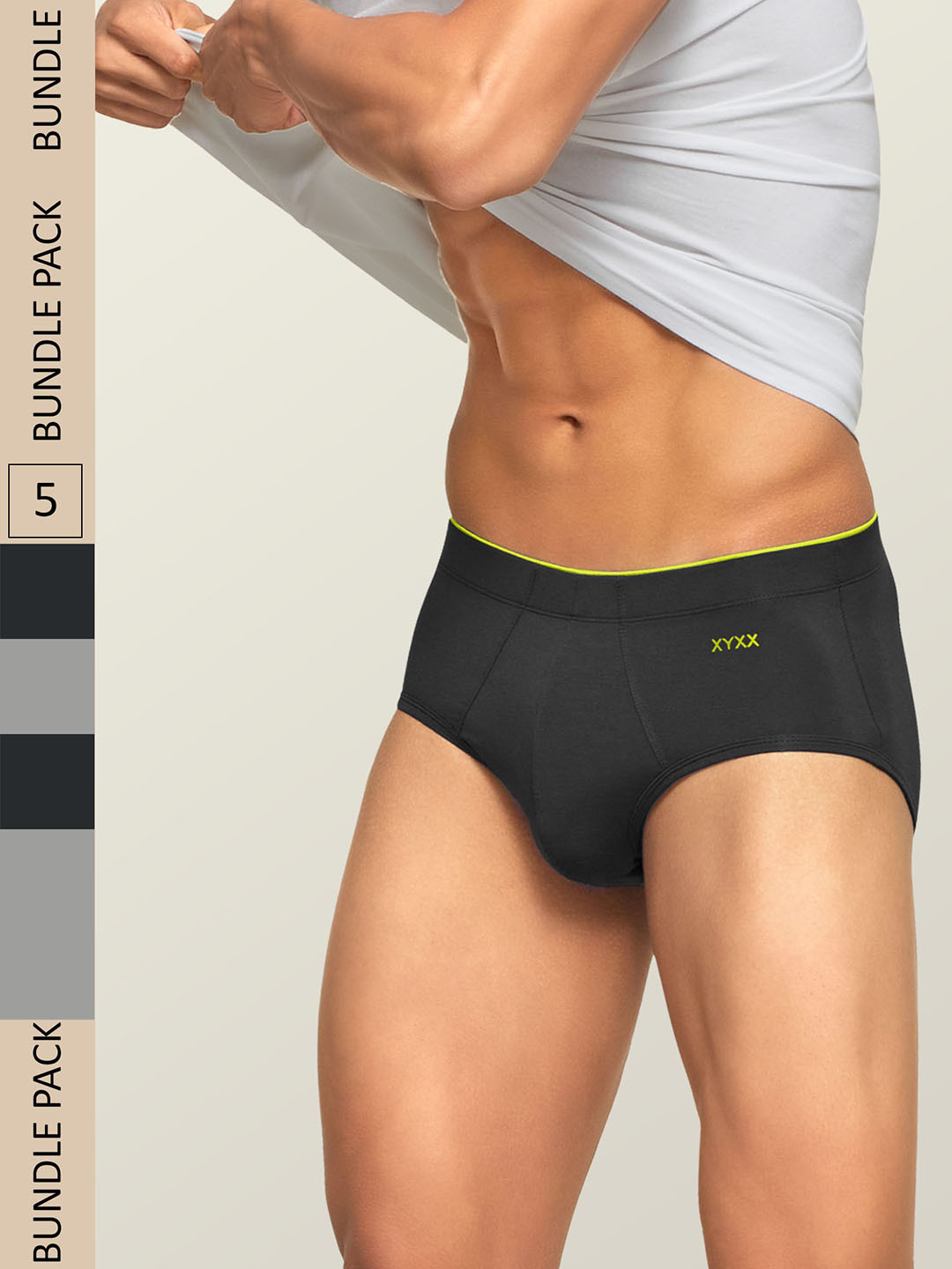 

XYXX Men Solid Pack Of 5 Uno IntelliSoft Micro Modal Briefs XYBRF5PCKN86_, Charcoal