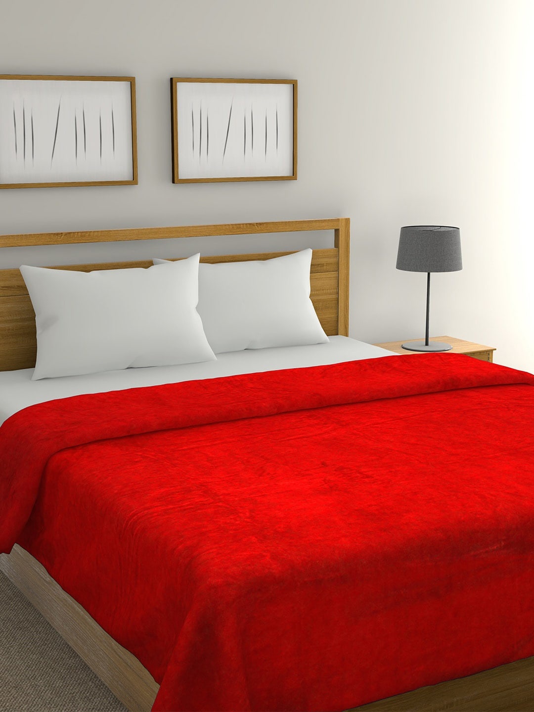 

Florida Red Solid AC Room 300 GSM Double Bed Blanket