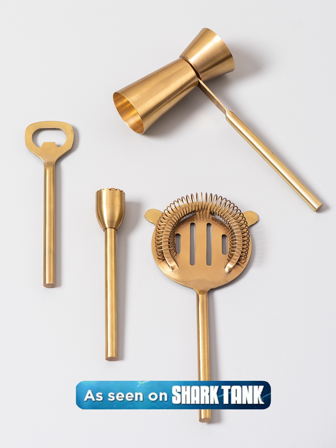 

nestroots Set Of 4 Gold-Toned Bar Accessories