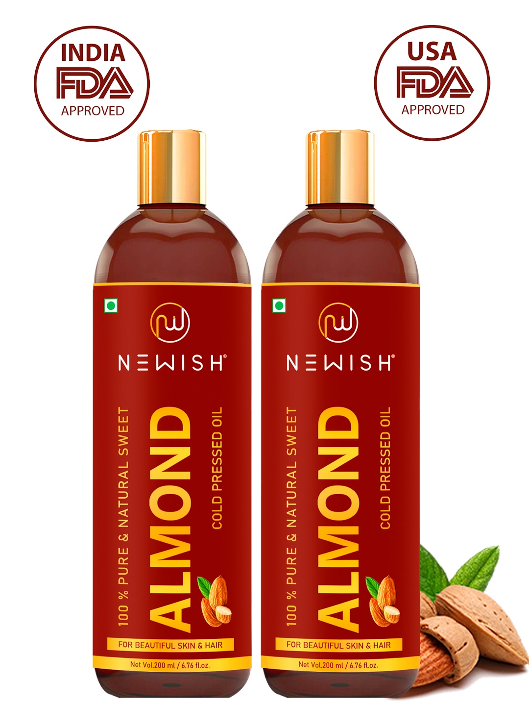 

NEWISH Pack of 2 Badam Rogan Oil 400 ml, Transparent