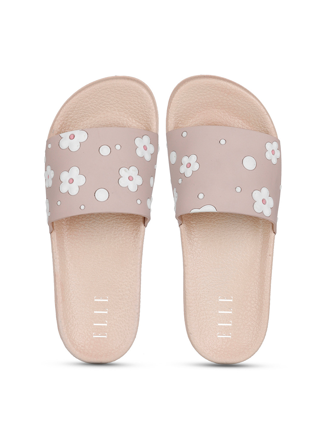 

ELLE Women Pink & White Printed Sliders