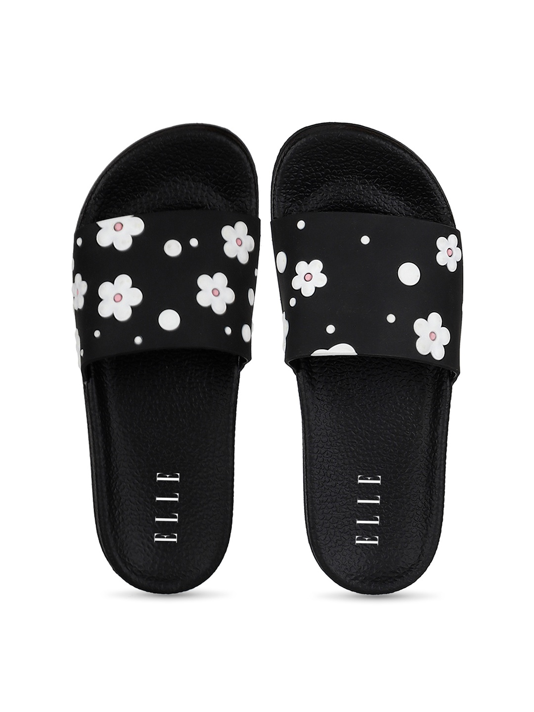 

ELLE Women Black & White Printed Sliders
