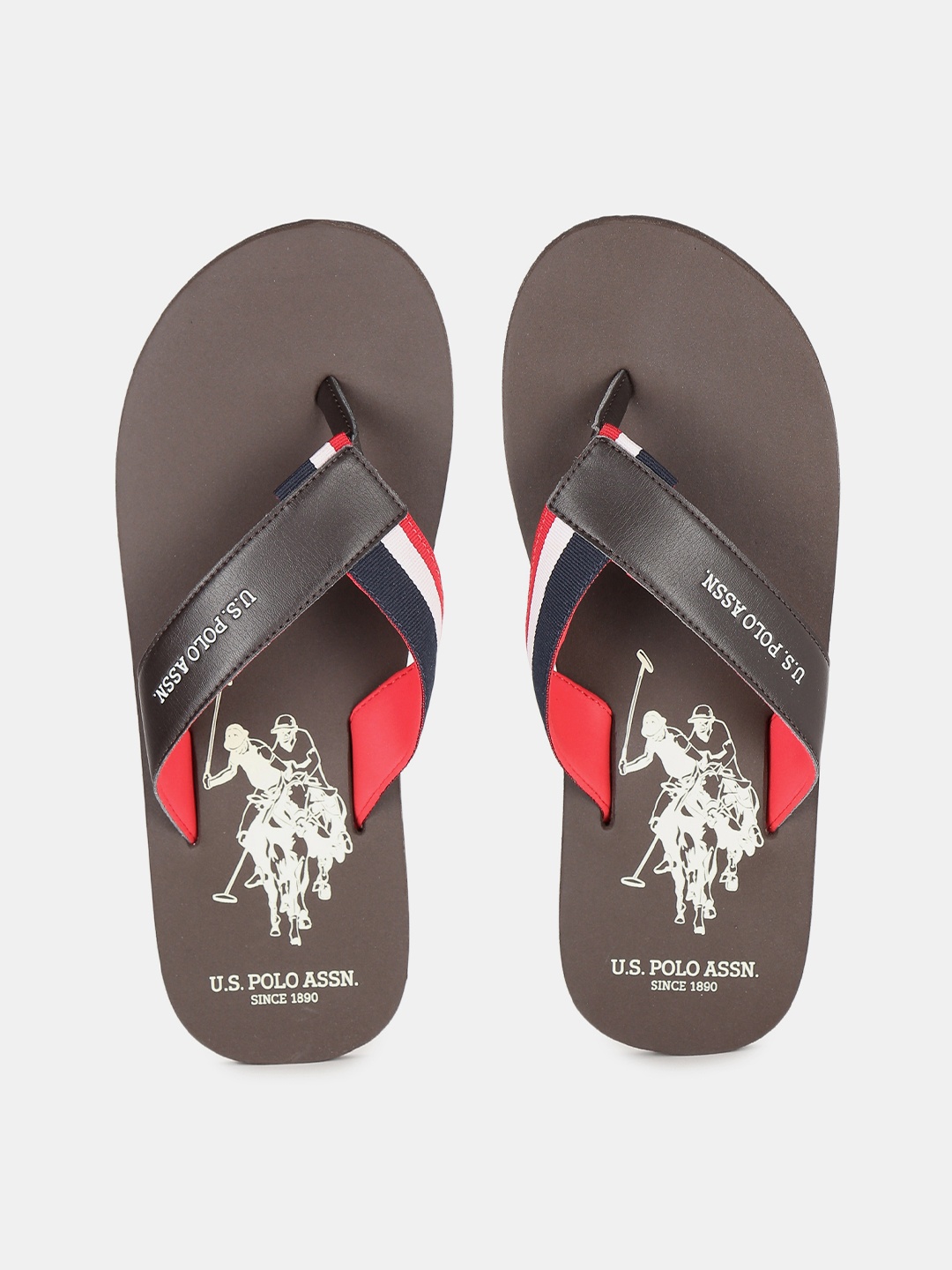 

U.S. Polo Assn. Men Brown & White Printed Thong Flip-Flops