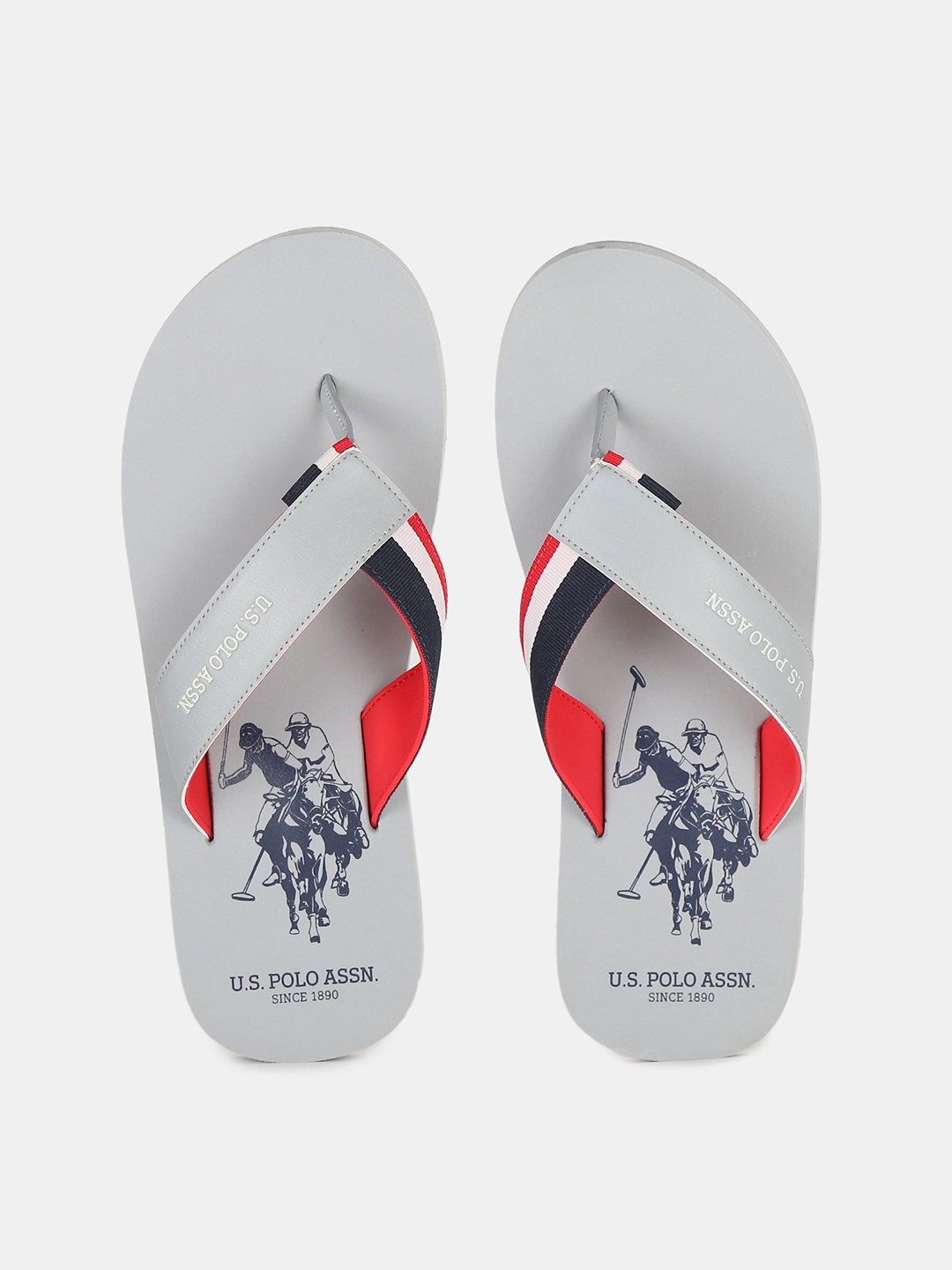 

U.S. Polo Assn. Men Grey & Orange Printed Thong Flip-Flops