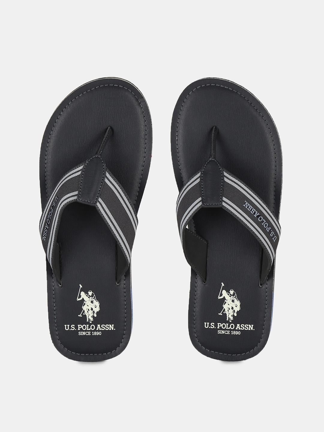 

U.S. Polo Assn. Men Charcoal Grey & White Colourblocked Thong Flip-Flops