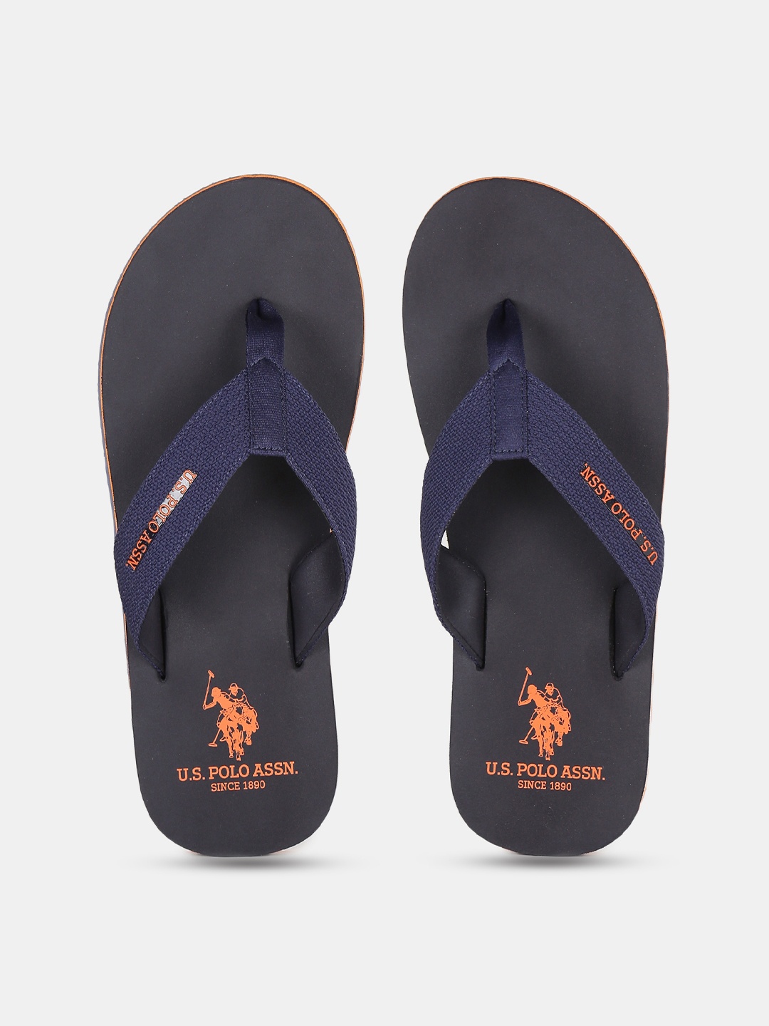 

U.S. Polo Assn. Men Navy Blue & Orange Printed Thong Flip-Flops