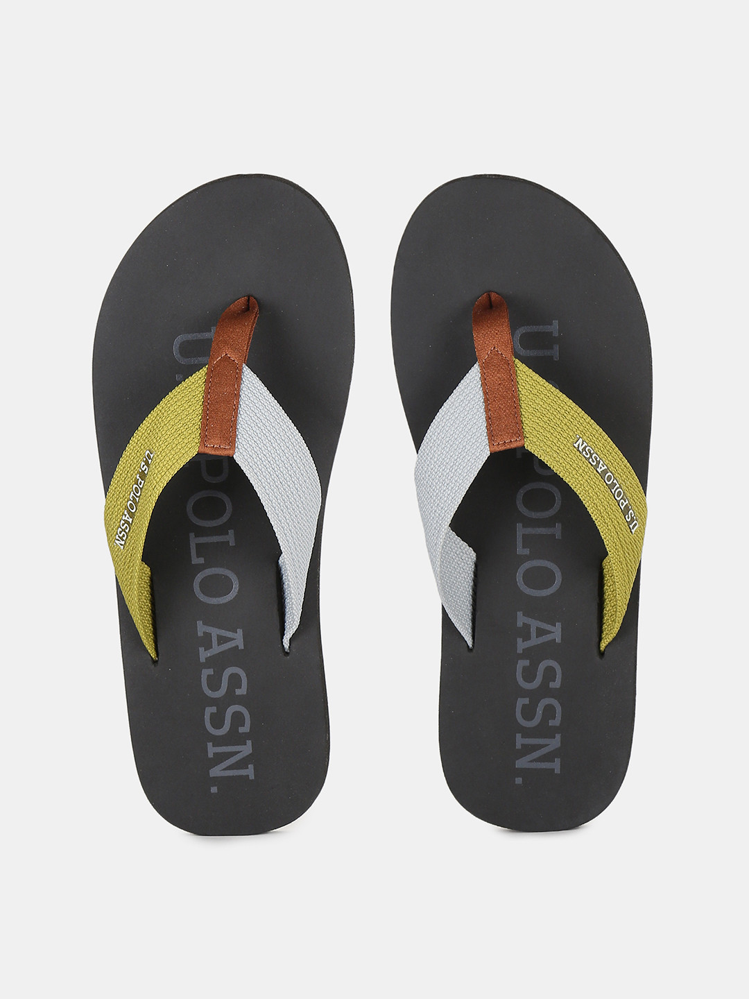 

U.S. Polo Assn. Men Lime Green & White Printed Thong Flip-Flops