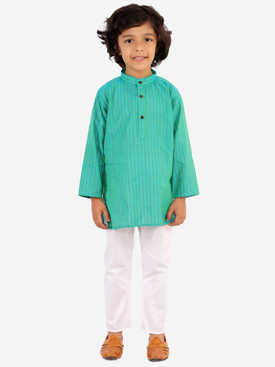

Superminis Boys Green Self Design Kurta with Pyjamas