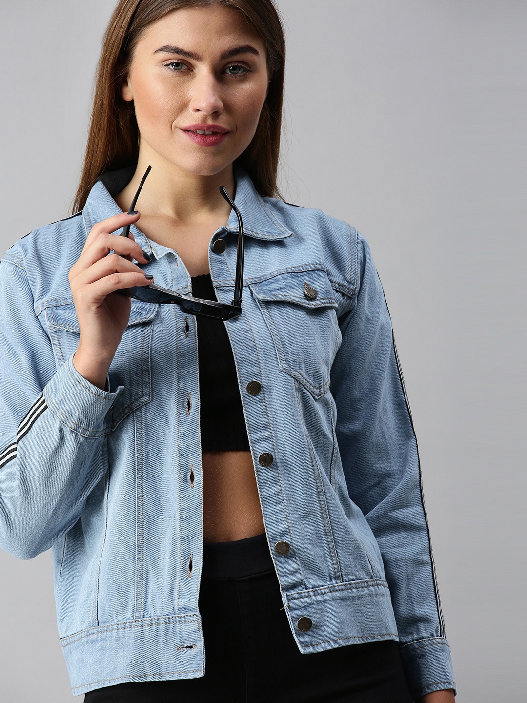 

VOXATI Women Blue Solid Denim Jacket