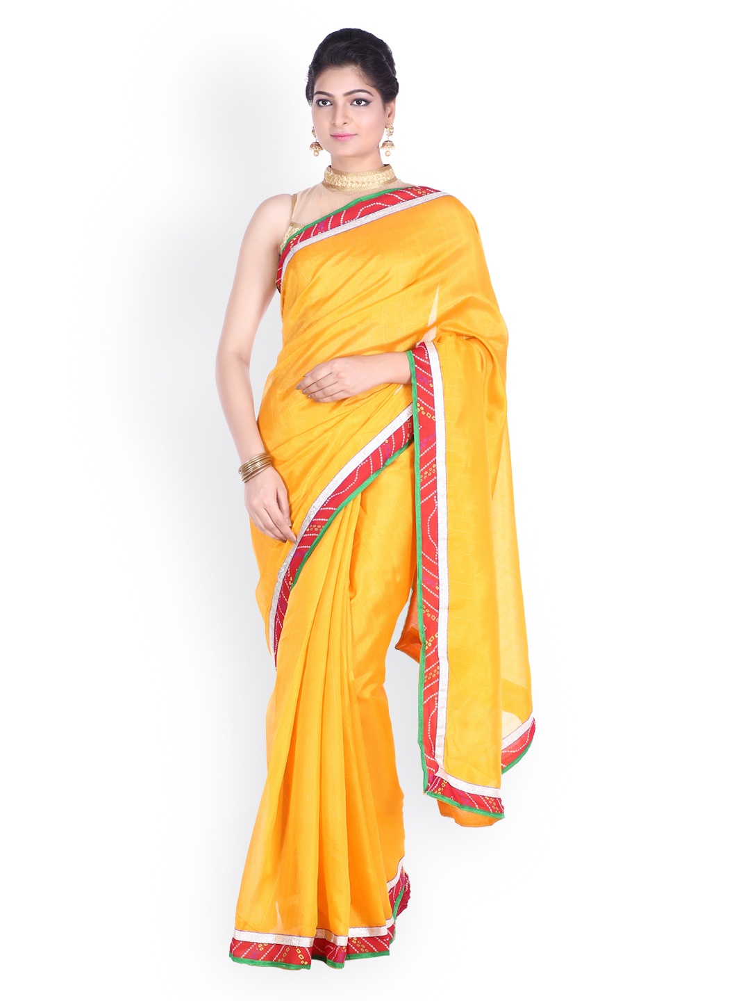 

SOUNDARYA Mustard Yellow Bhagalpuri Art Silk Traditional Saree