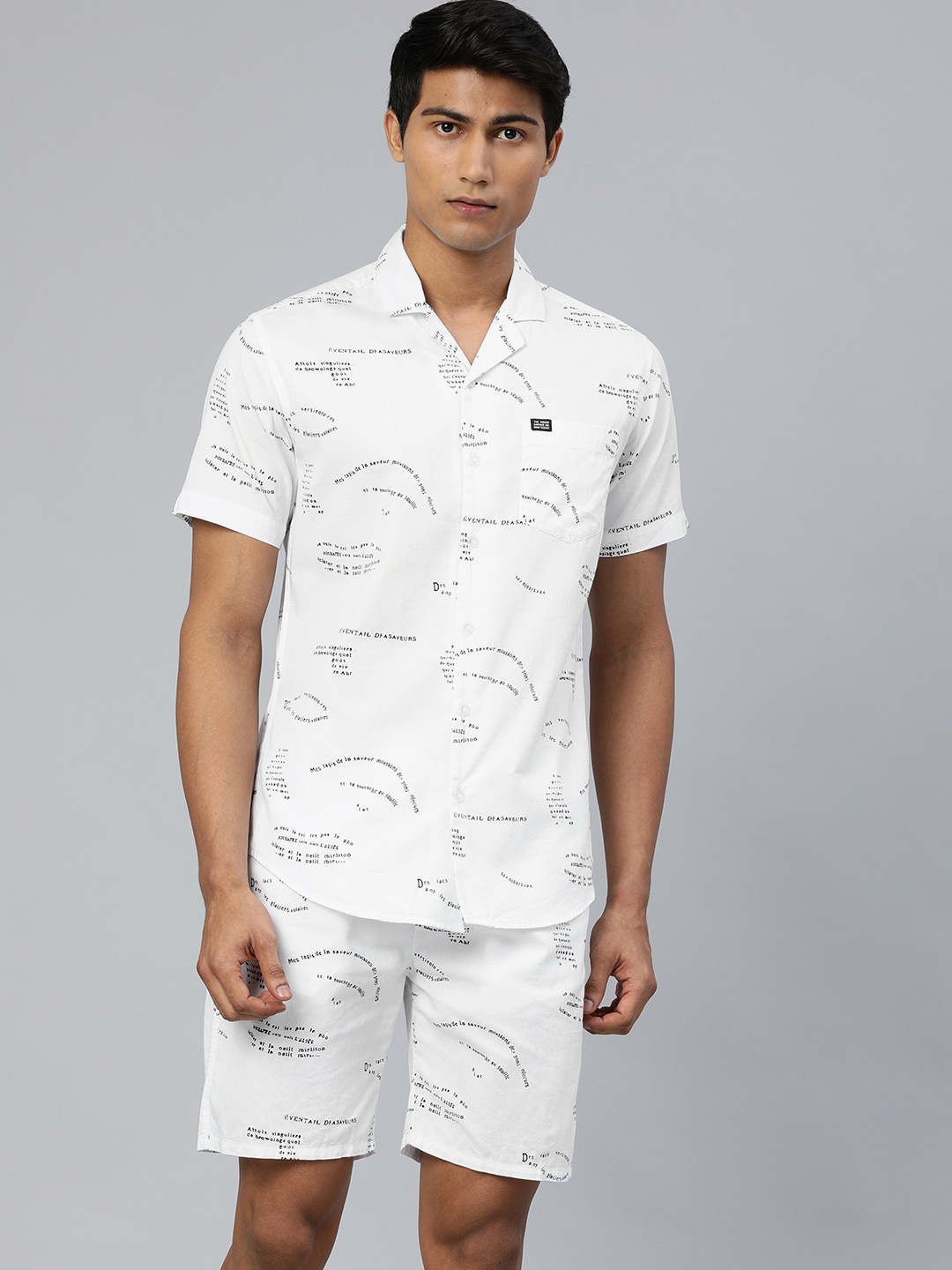 

The Indian Garage Co Men White Printed Night suit