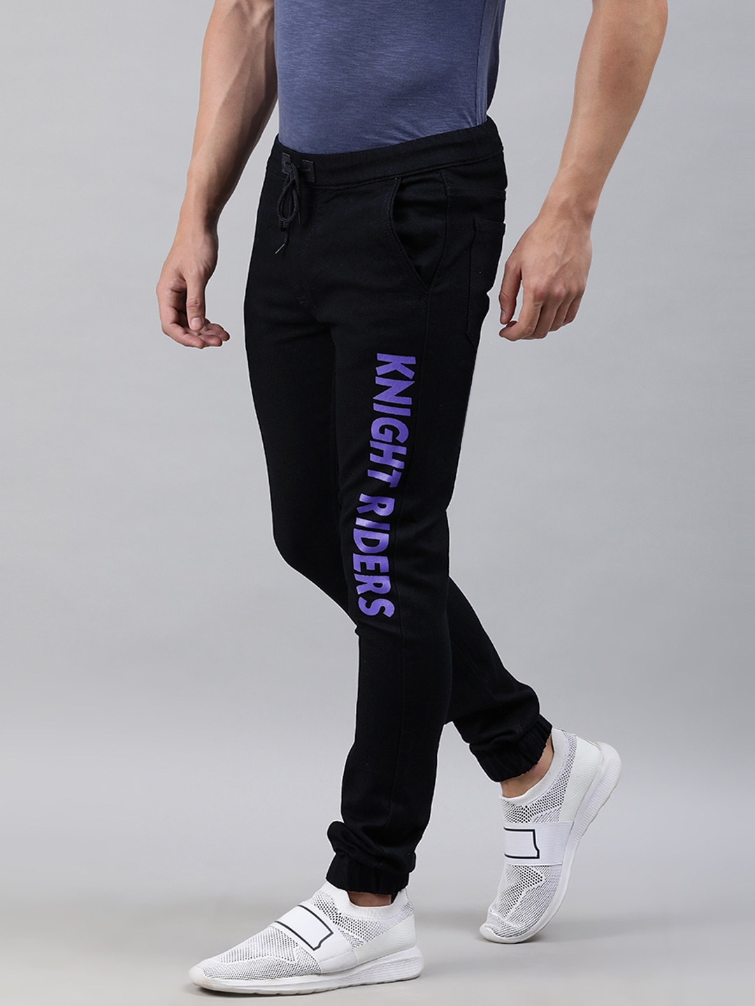 

Urbano Fashion Men Black Slim Fit Mid-Rise Knight Riders Stretchable Jogger Jeans